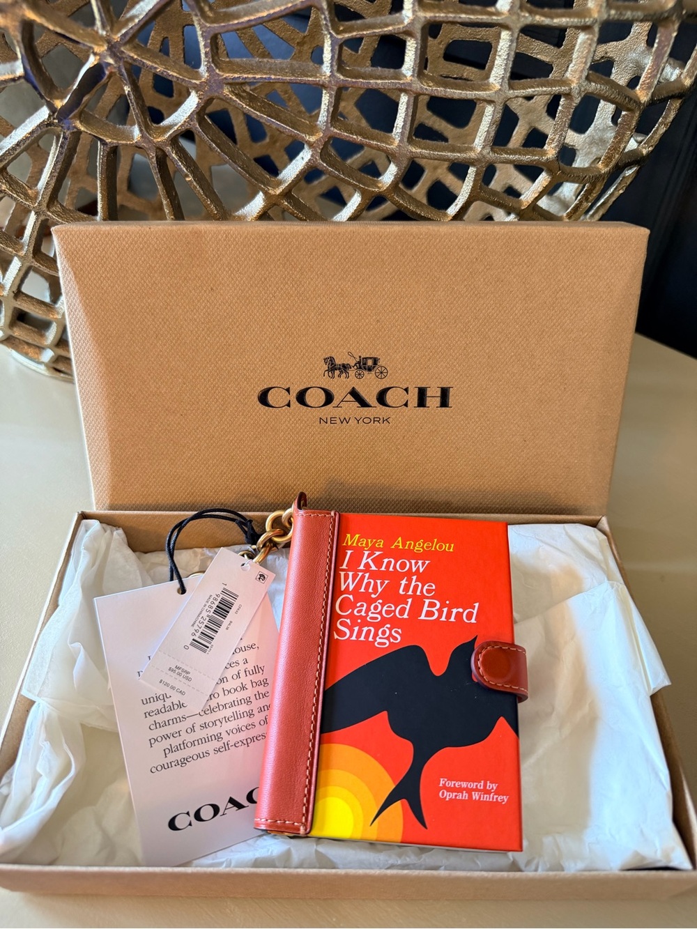 Coach I Know Why The Caged Bird Sings Maya Angelou Book Bag Charm CFK42 NWT - Picture 2 of 4